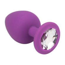 Loving Joy Jewelled Silicone Butt Plug Purple -Large 