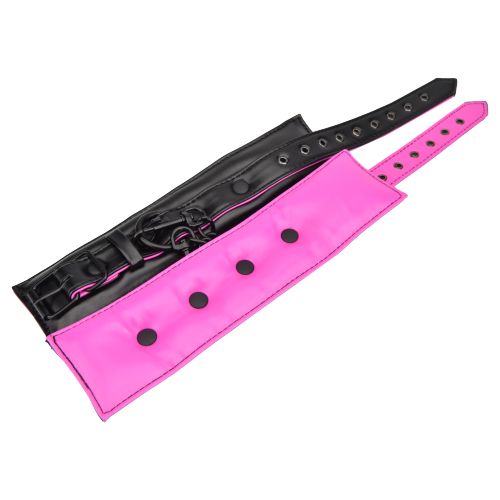 Bound to Please Pink & Black Wrist Cuffs