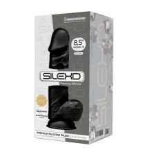 8.5 inch Realistic Silicone Dual Density Girthy Dildo with Suction Cup with Balls Black