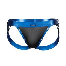 C4M Desire Jockstrap Blue Leatherette - Extra Large