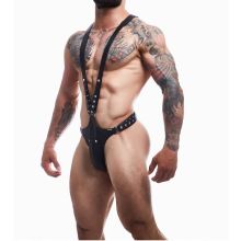 C4M Dungeon Black Leatherette Full Body Harness One Size